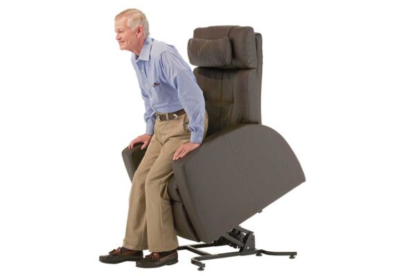 Positive Posture Luma Lift, Brown Color, Man being lifted by the chair